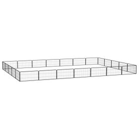 24-Panel Dog Playpen Black 39.4"x19.7" Powder-coated Steel