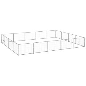 Dog Kennel Silver 215.3 ftÂ² Steel